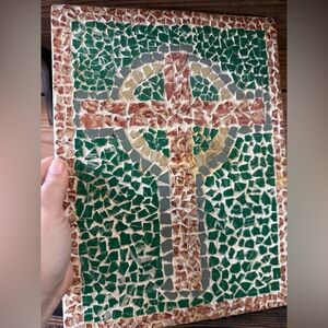 Beautiful handmade tile cross mosaic.  Vintage.